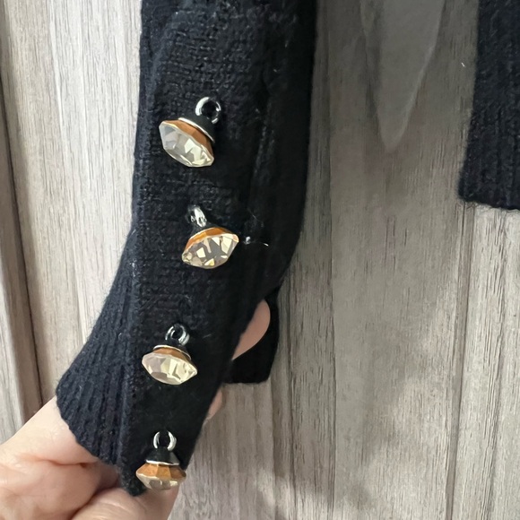 Mainbocher Pure Cashmere Sweater With Rhinestone Buttons Sz L - Picture 5 of 8